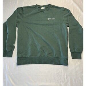 Quiet Golf Spellout Embroidered Crewneck Sweatshirt Pullover Green Mens Medium